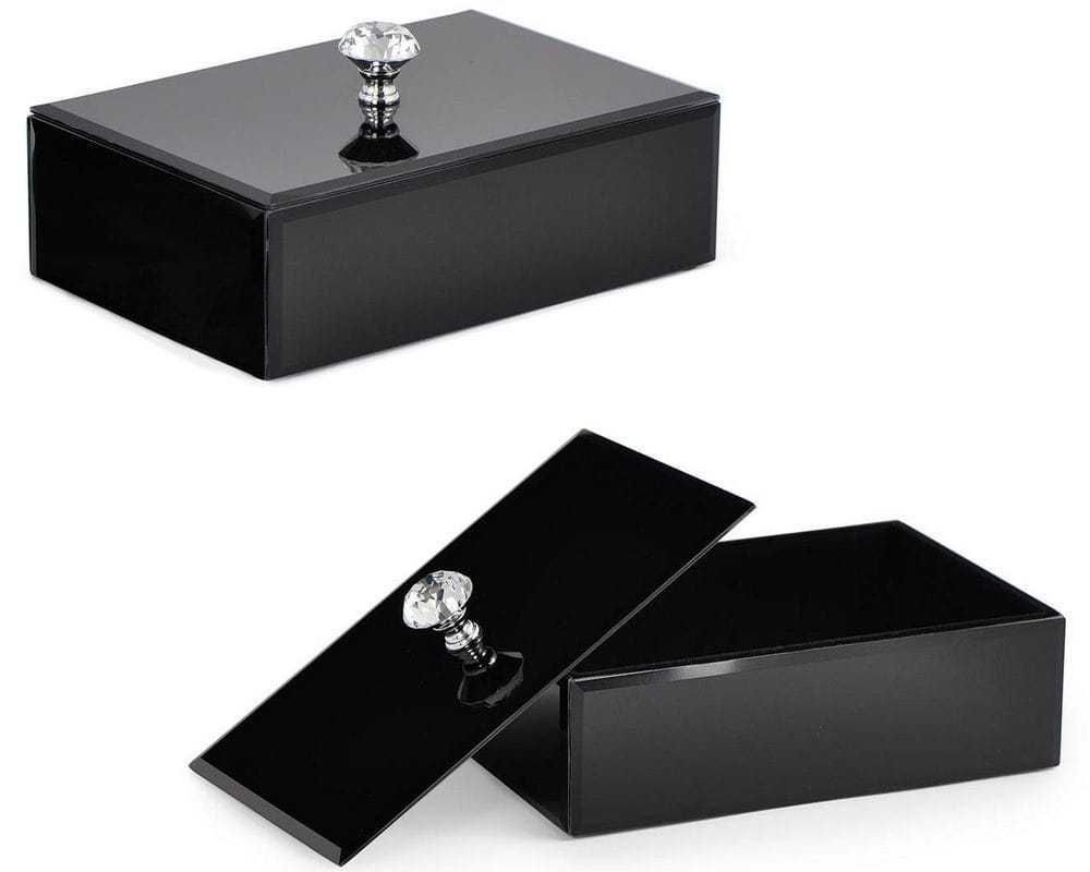 Szklana szkatułka pudełko na biżuterię czarna