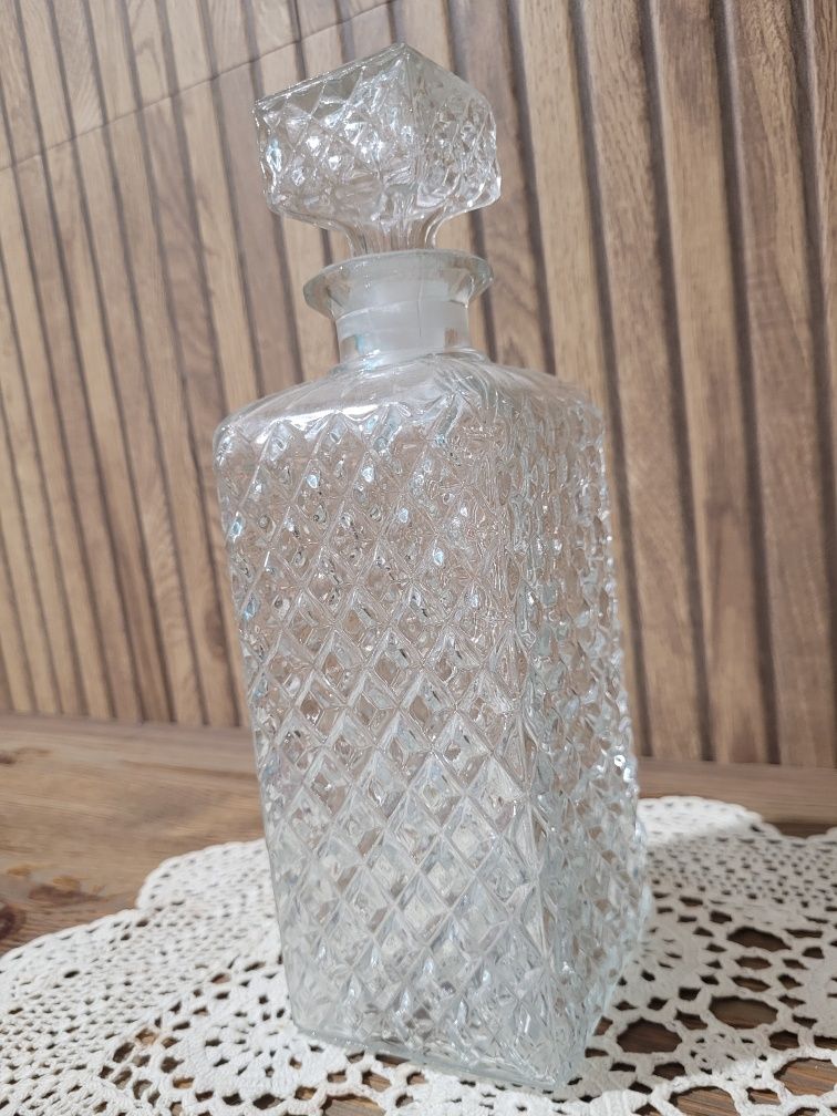 Karafka na wino nalewki PRL kryształ ciężka szklana