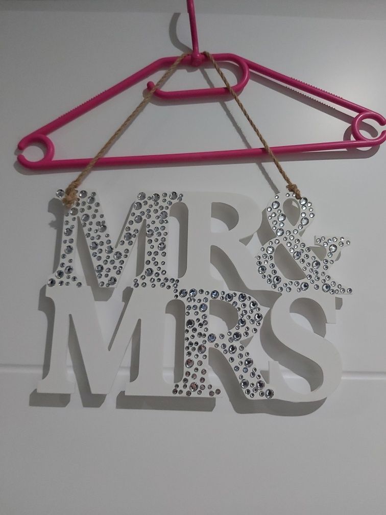 Piękna Zawieszka Napis MR&MRS z DIAMENTAMI z home and you NOWA