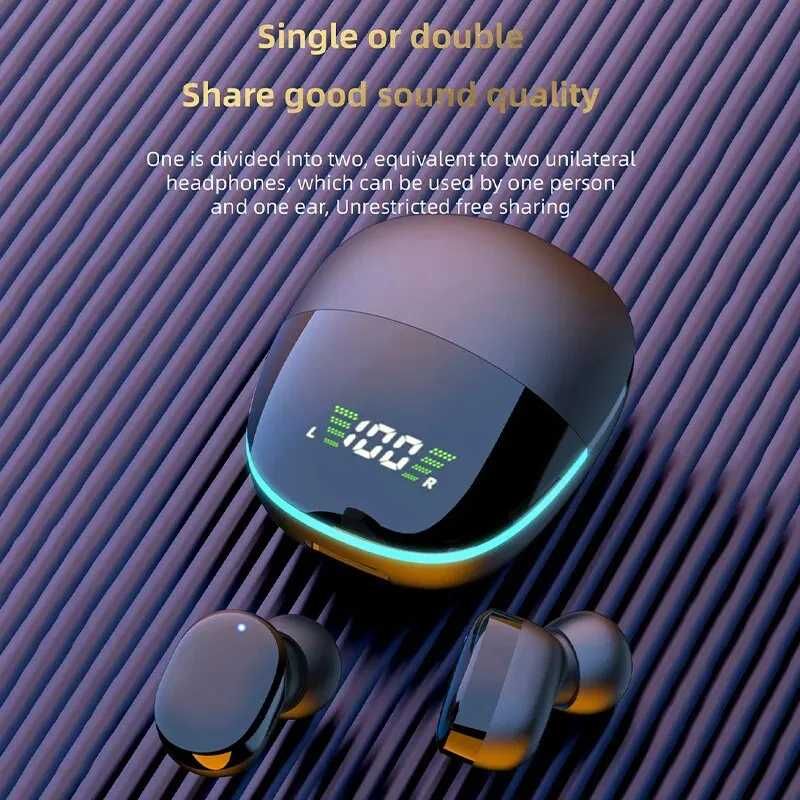 Auriculares Bluetooth sem fios com microfone, ecrã LED