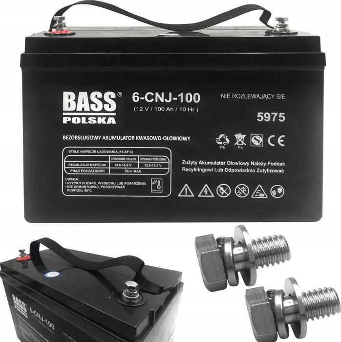 Акумулятор для ДБЖ и инверторов VRLA AGM 12V 100Ah Bass Polska