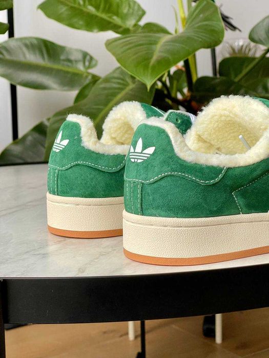 ЗНИЖКА! 40(25,5) Adidas Campus Green Fur зимові замшеві адідас кампус