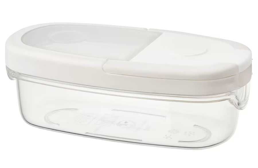 NOVO Recipiente c/ Tampa, Transparente e Branco 0.3l