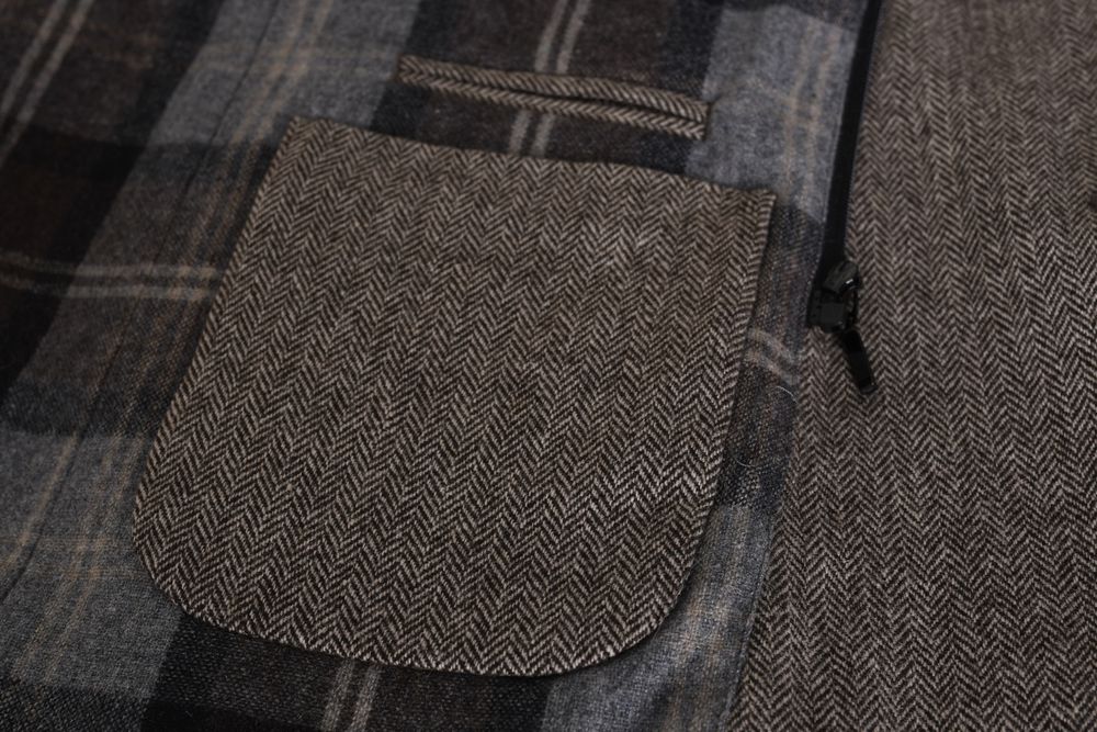 THE SOCIETY SHOP wełniana brązowa kurtka męska jodełka przejściowa 50