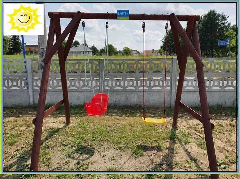 Huśtawka ogrodowa drewniana "BARTEK" z grubego bala  Producent