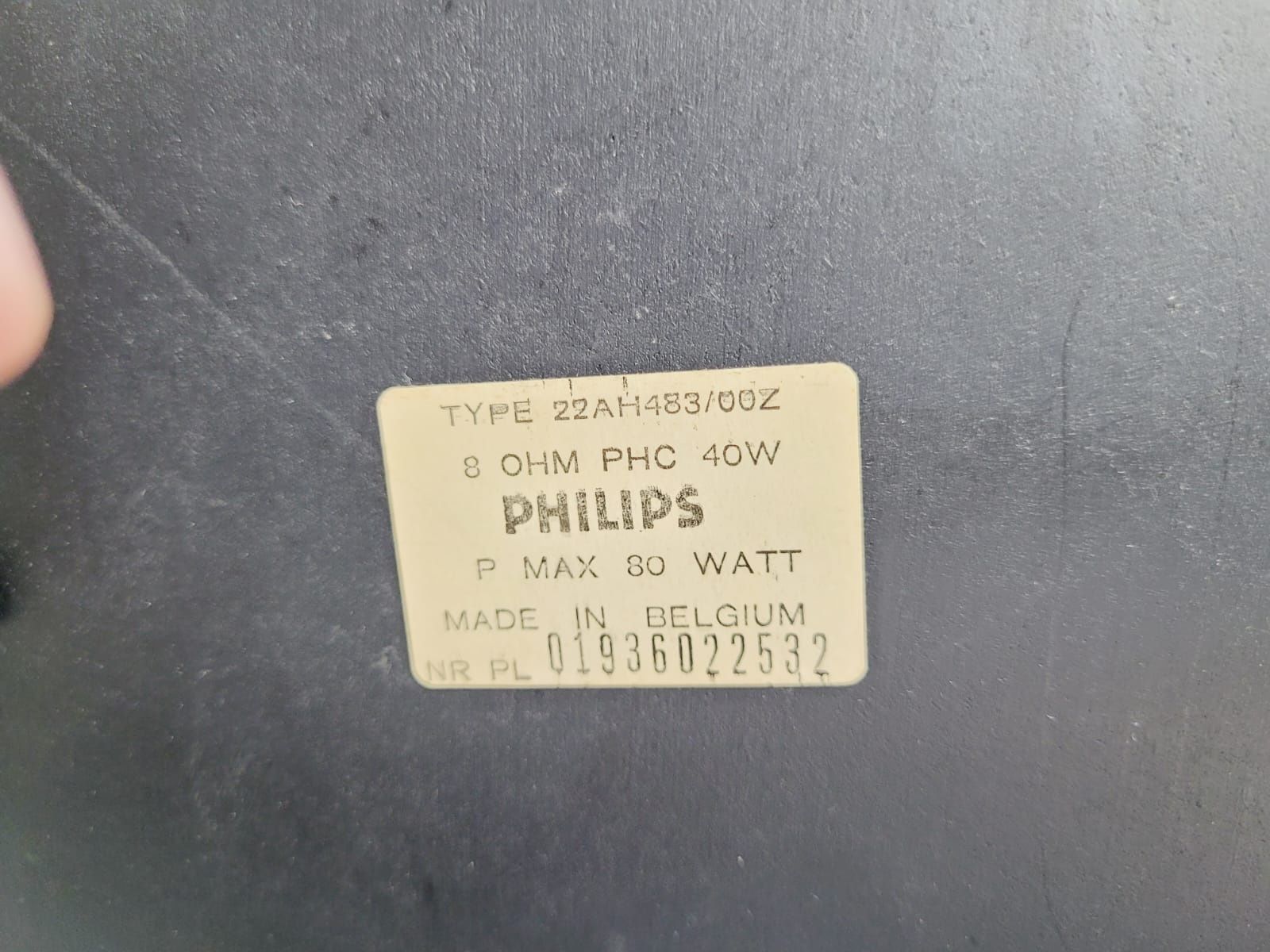 Philips 22 AH 483 / 00 Z 8ohm 80W bas 20cm Belgium