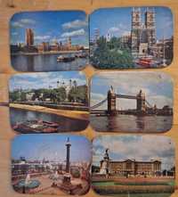 6 Bases para copos vintage tema Londres origem Inglaterra Cartão