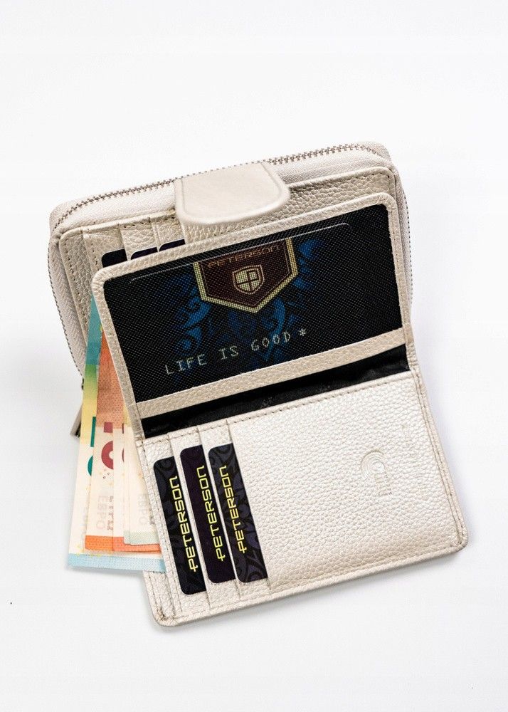 skórzany portfel damski z systemem rfid - peterson