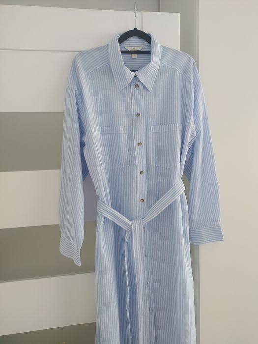 Sukienka z lnem w paski H&M rozm M