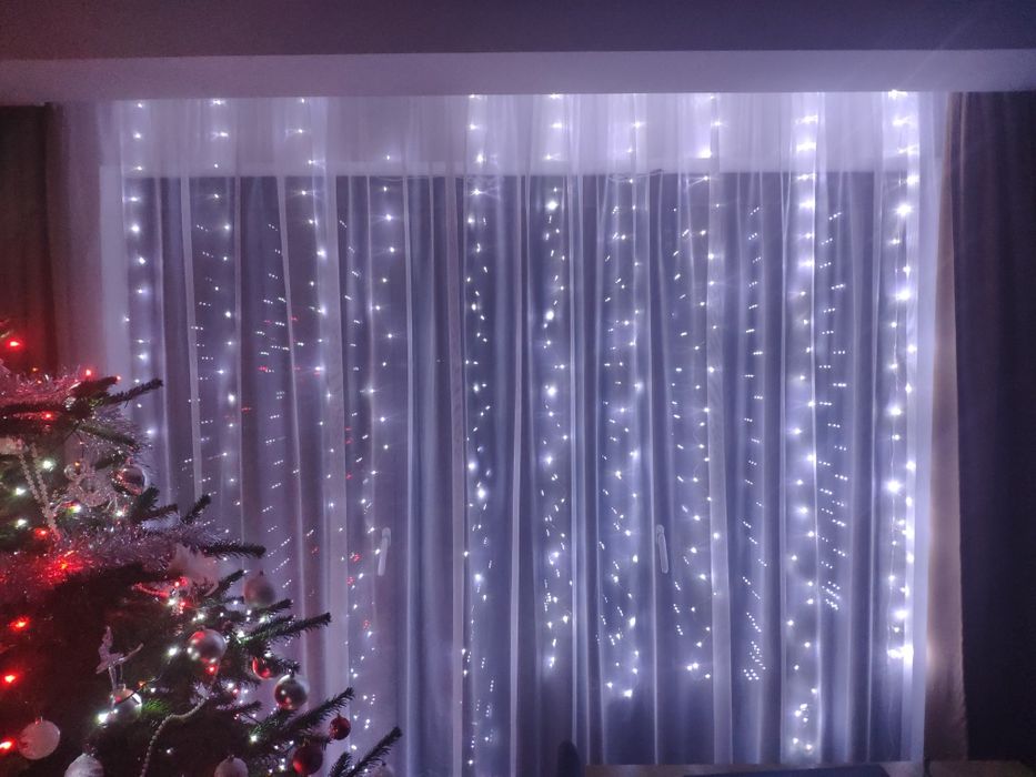 Kurtyna świetlna LED 3X3 m, barwa zimna, zasilanie USB + pilot