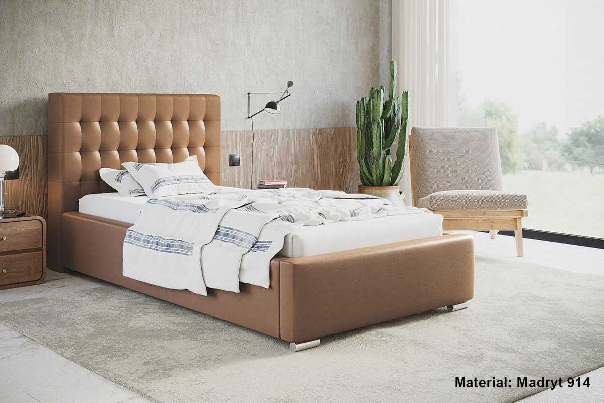 Łóżka Łóżko tapicerowane pikowane DELI 90x200 - stelaż + pojemnik