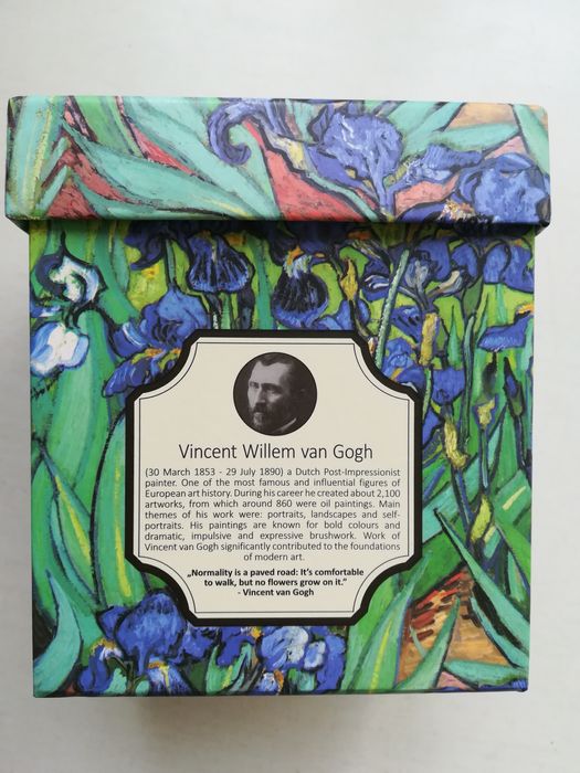 Pudełko dekoracyjne ozdobne prezentowe *Vincent Van Gogh Irysy; * koty