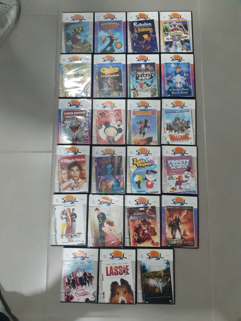 Dvds infantis 23 unidades : lassie, pokemon, Popeye