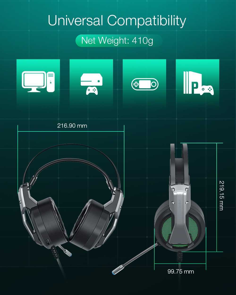 Gaming Headphone 7.1 Surround Sound Bass RGB Game Headset