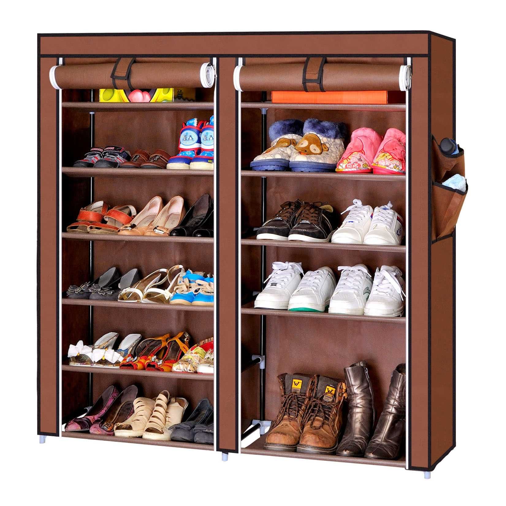 Тканинна подвійна полиця-шафа стелаж для взуття  Shoe Cabinet 6х2 пол.