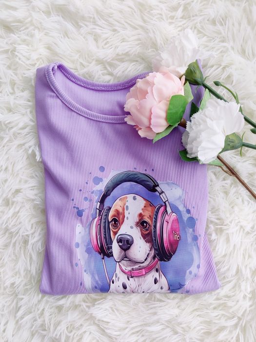 Bluzka na długi rękaw z pieskiem 128