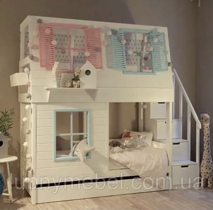 Ліжко двоярусне, двоповерхове, двухъярусная деревянная кровать Капучин