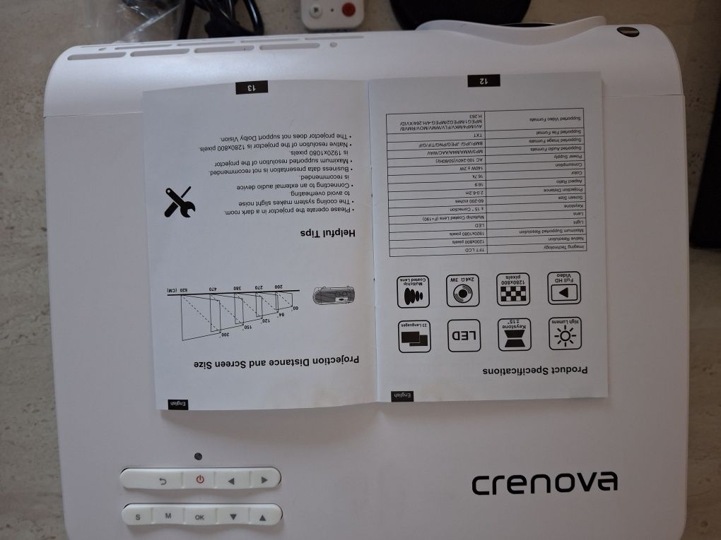 Projektor LED  Crenova XPE660  1280x800px Biały