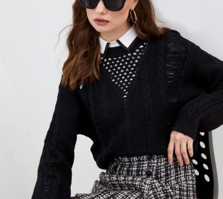 Шерстяной , рваный, стильный  свитер , плюс сайз, Овер сайз