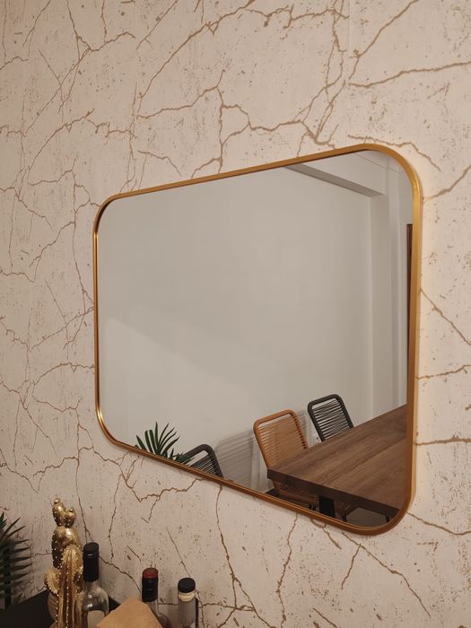 Espelho retangular dourado