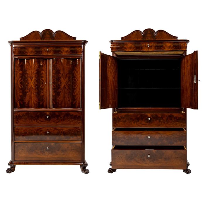 Wysoka komoda i barek szyfoniera stara antyk stylowa Dania biedermeier