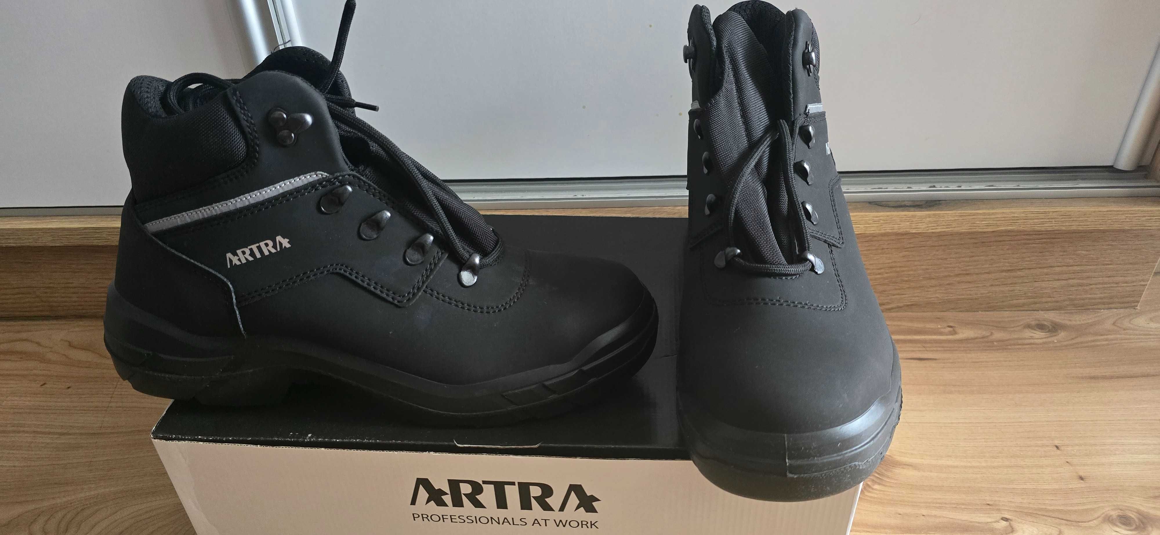 BUTY NOWE robocze nosek metalowy czarne odblaski 43 rozm polecam