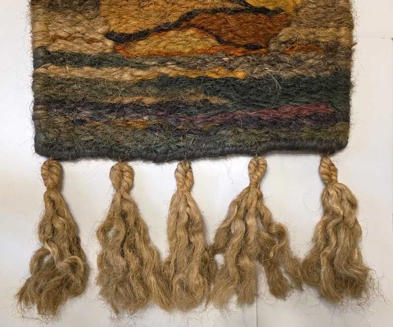 Duży kilim / makrama z włókna kokosowego ''Zachód słońca'' lata 90-te
