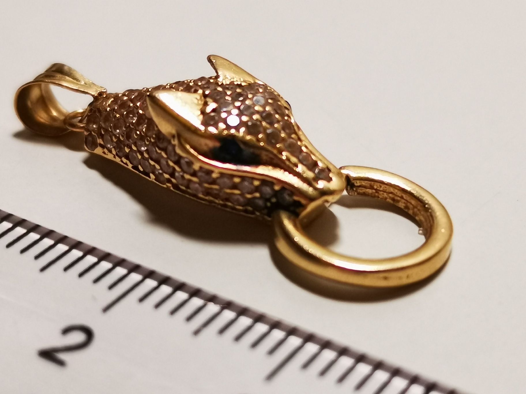 piękna pantera, złoty wisiorek, kot, puma, zawieszka,  złoto 585
