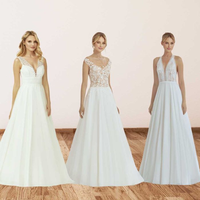 Vestidos de Noiva Baratos e lindíssimos. Loja Física Rossy Noivas Gaia