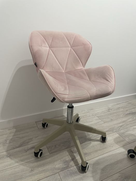 Fotel krzesło obrotowe welurowe pudrowy róż 2szt