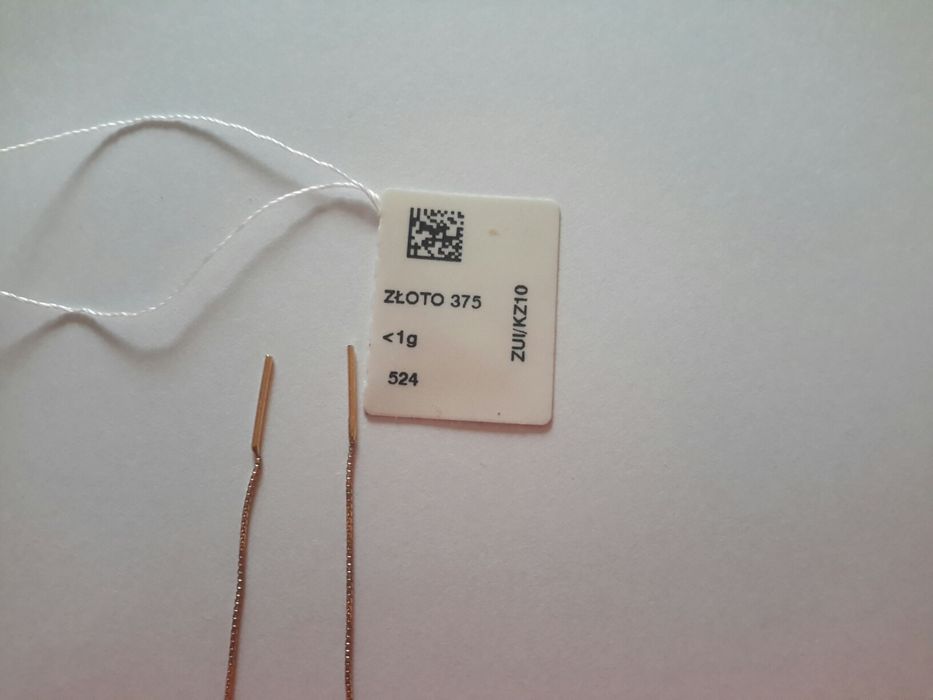 Złote kolczyki łańcuszki złoto próba 375 firmowe w.kruk okazja tanio