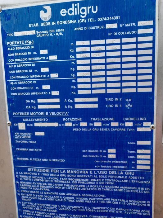 Żuraw budowlany Edilgru Turbo 30, 2003r. składany, w pełni sprawny.