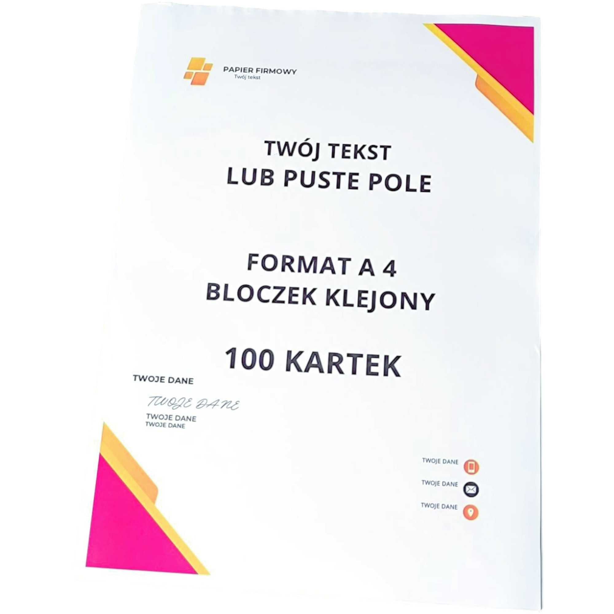 Notes - Papier Firmowy . Bloczki klejone .Twoje Logo druk