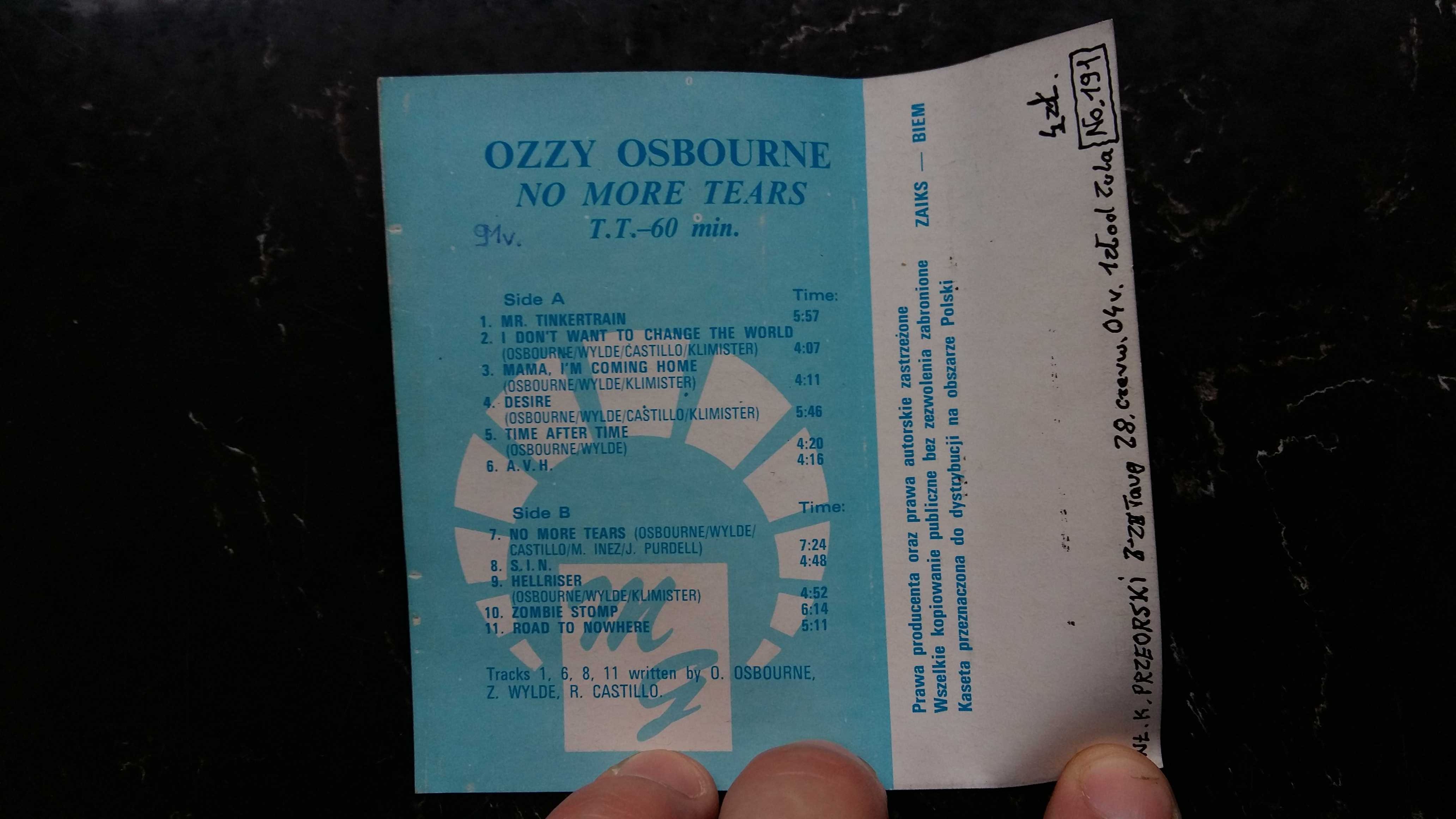 Kaseta magnetofonowa Ozzy Osbourne- No More Tears