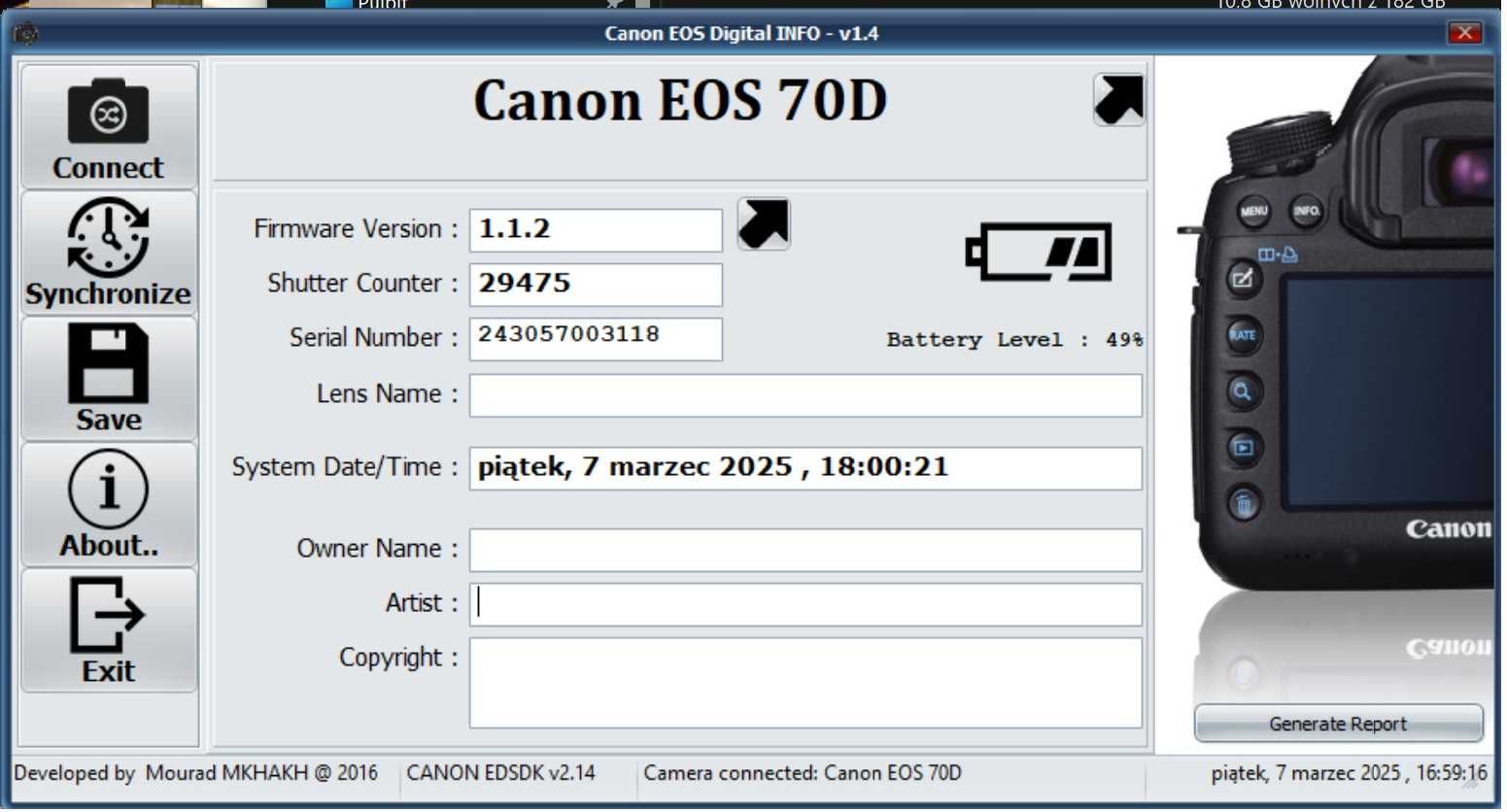 Aparat Canon 70d z obiektywem Canon 10-18 IS STM