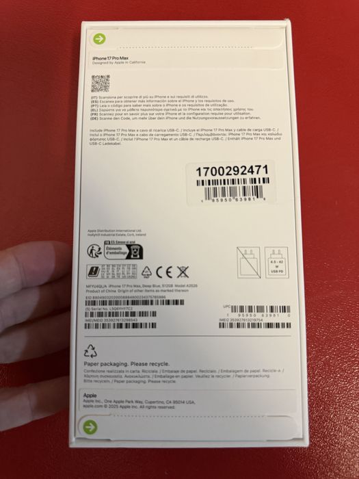 Iphone 17 Pro Max 512 Azul Selado !