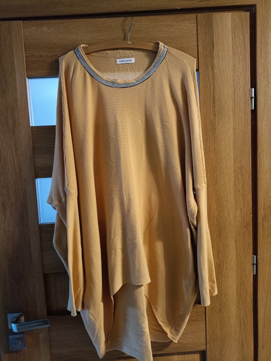Żółta tunika sweter plus size