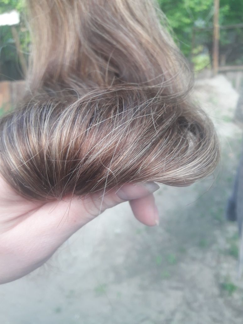 Натуральные волосы для наращивания русые 52см 50 грамм