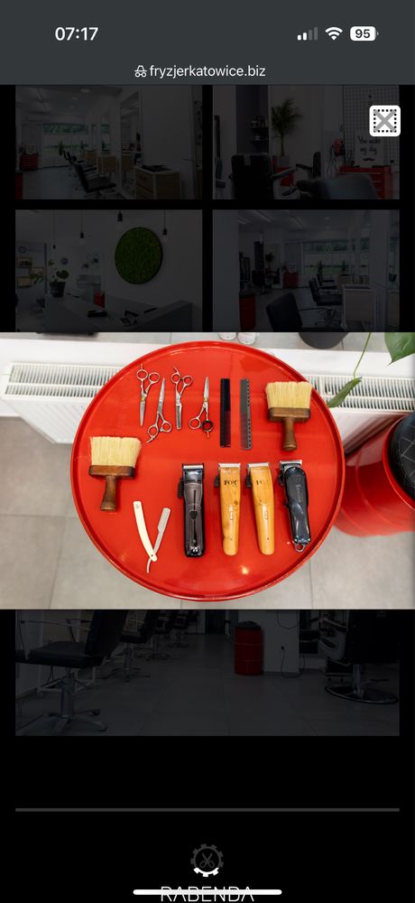 Beczka stolik półka barber fryzjer asystor metal drewno