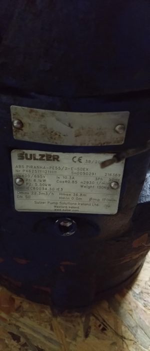 Pompa do ścieków ABS Sulzer 400V 5.5 kw z nożami tnącymi