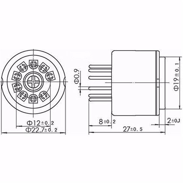 Acrescenta altura para válvulas 12AX7, ECC83 - Baquelite - 9 Pin.