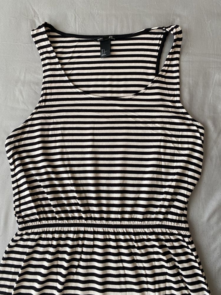 Sukienka tunika w paski zebra na lato H&M S-M wiskoza