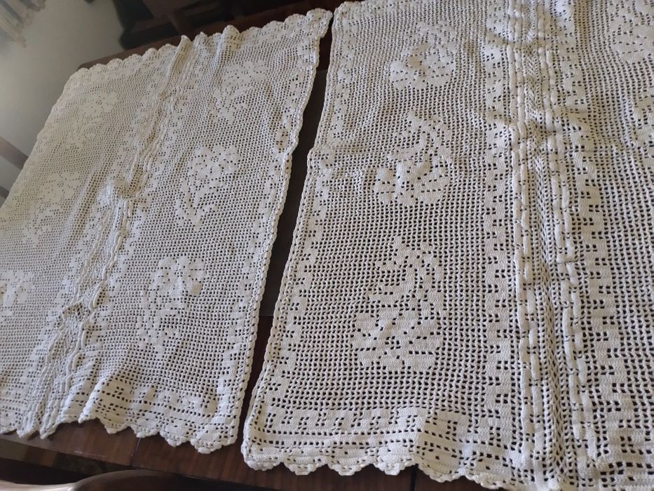 Lote peças crochet, linha de algodão branco