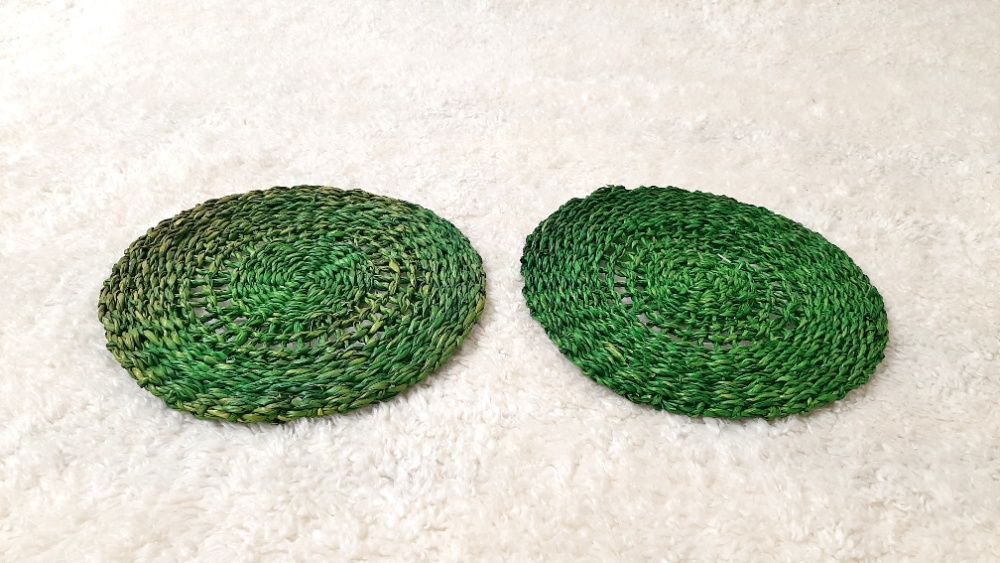 Кухонні підставки бамбук плетені круглі зелені набір 2шт В'єтнам