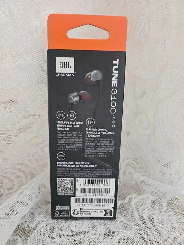 Nowe Słuchawki Przewodowe JBL Tune 310C na USB C – Czarne