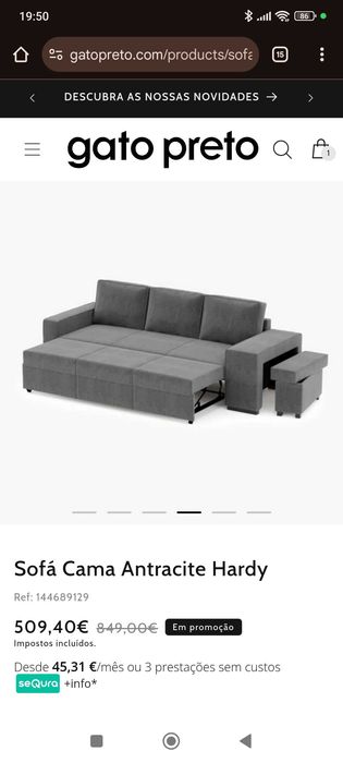 Sofá Cama Antracite Hardy Gato Preto