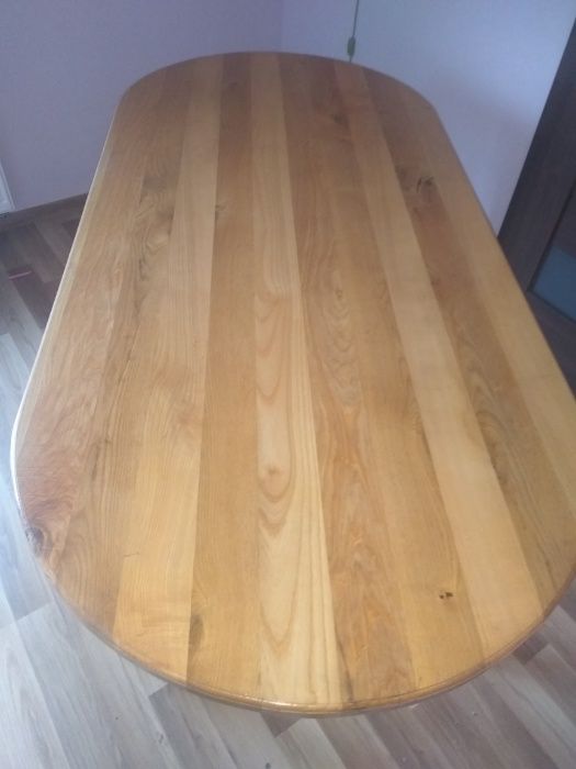 Stół salonowy jadalniany pokojowy tarasowy że lite drewno owalny jesio