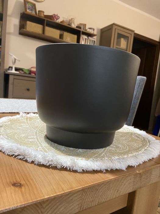 Osłonka doniczka ceramiczna duża grafitowa