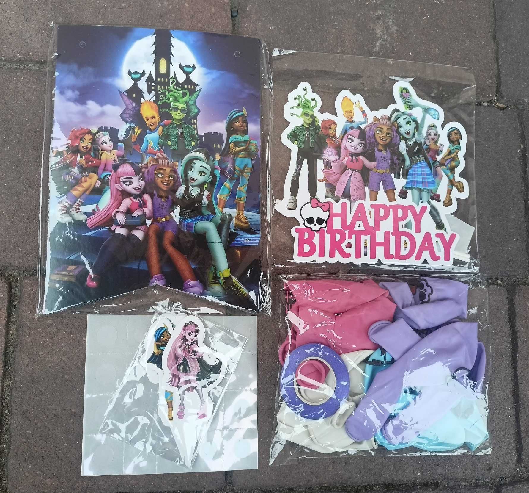 Monster High Zestaw Urodzinowy 4 części Balony Baner Topper Wzór 2