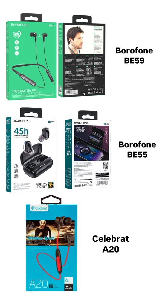Беспроводные Bluetooth наушники Hoco,Borofone,XO,Usams,Baseus,Xiaomi